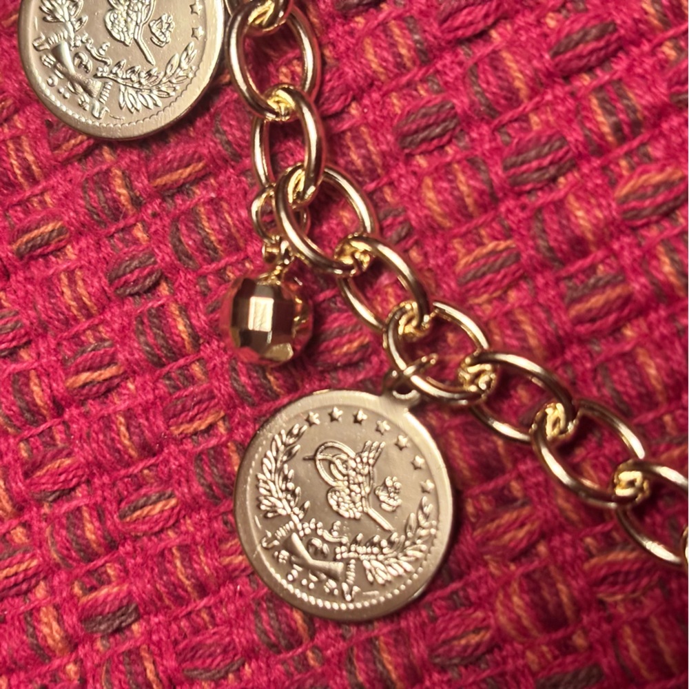 Coin Charm Bracelet with Beads - 18k Gold Plated - Picture 5 of 7